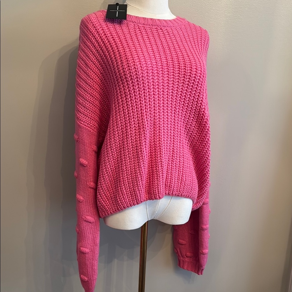 moon & madison Vibrant Pink Textured Sweater